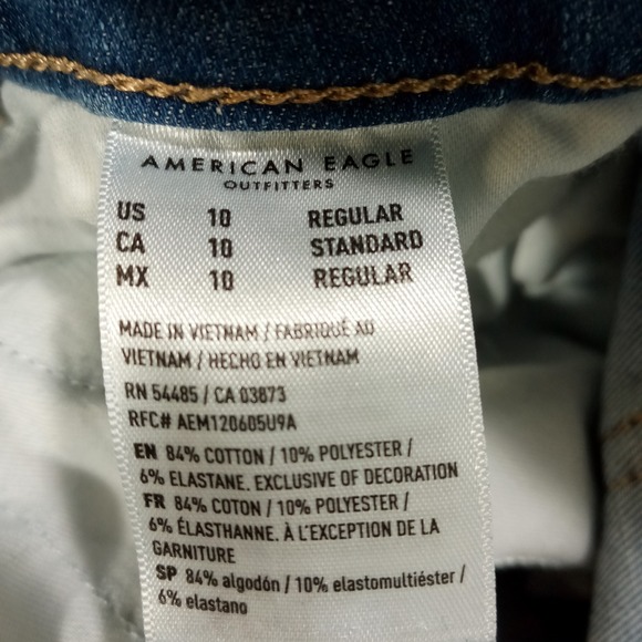American Eagle Curvy Hi Rise Jegging Distressed Blue Jeans Women Size 10 - Picture 4 of 11